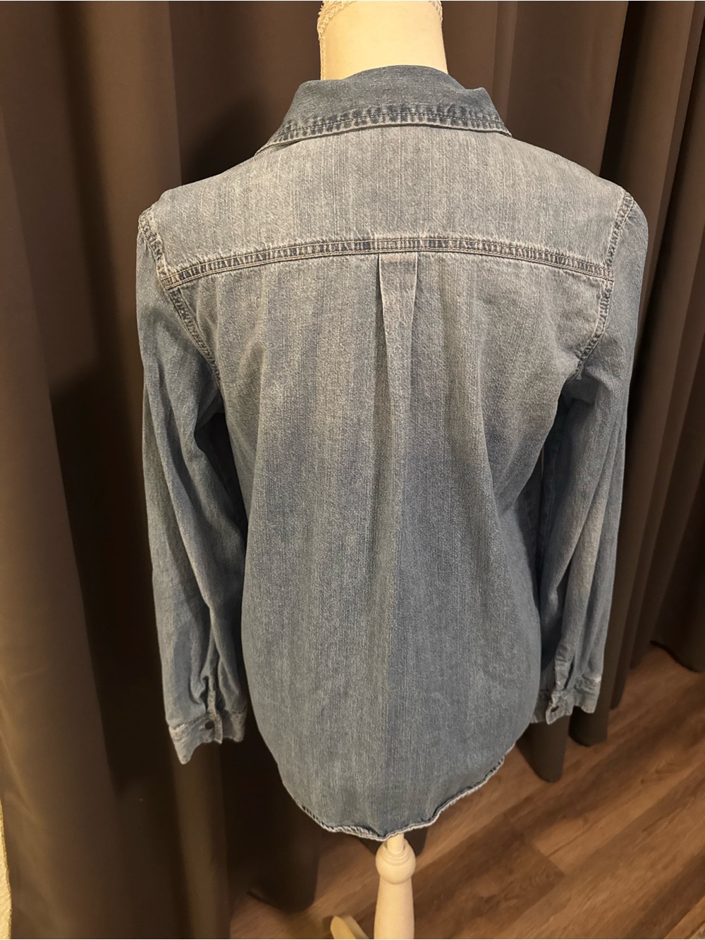 Plain Light Blue Denim Button Down Shirt - Picture 2 of 3